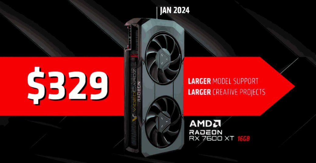 Галерея AMD показала видеокарту Radeon RX 7600 XT за 329 долларов - 3 фото