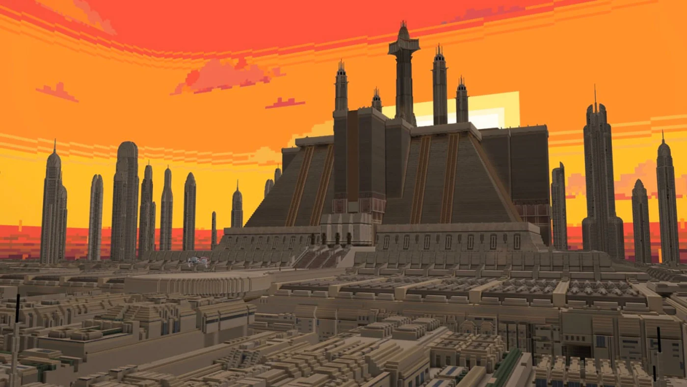 Couverture : capture d'écran du module complémentaire Star Wars : Path of the Jedi pour Minecraft