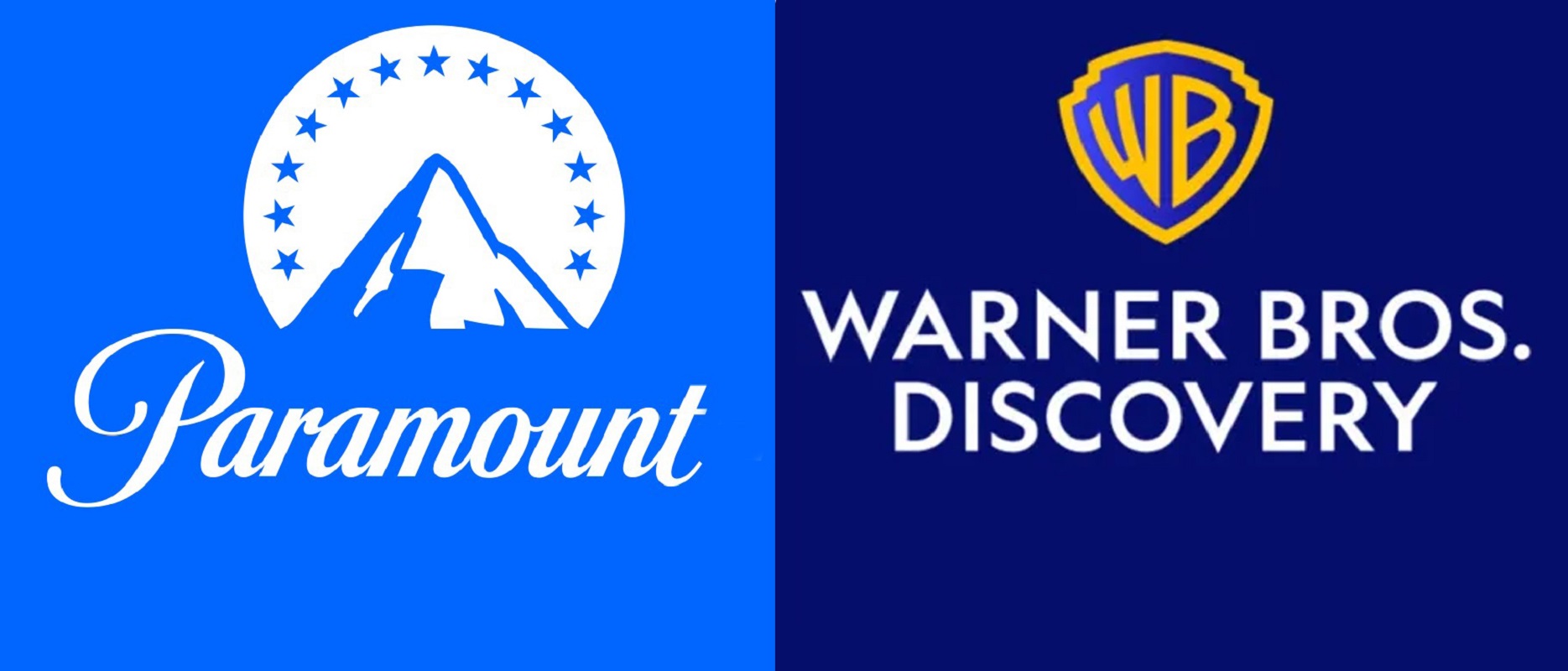 Обложка: лого Warner Bros. Discovery и Paramount Global
