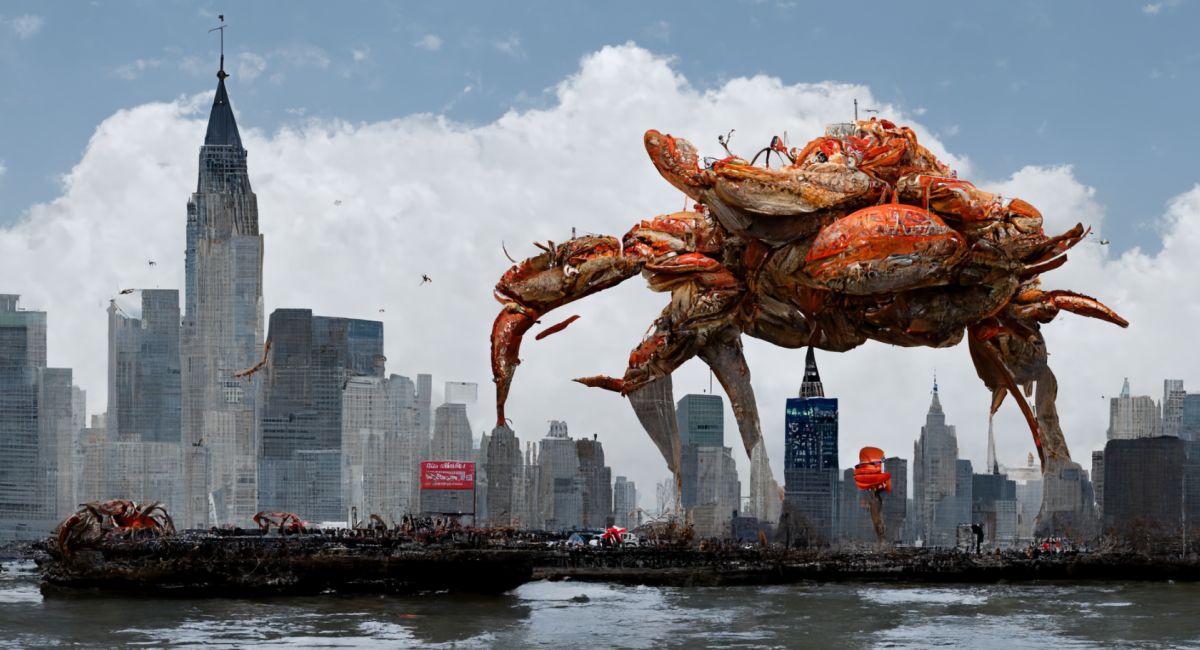 Giant crab take over New York / Midjourney