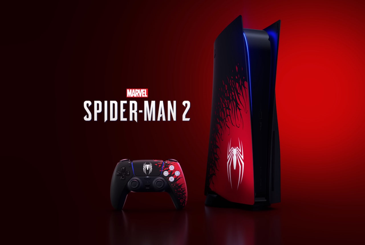Обложка: консоль PS5 с дизайном Marvel’s Spider-Man 2