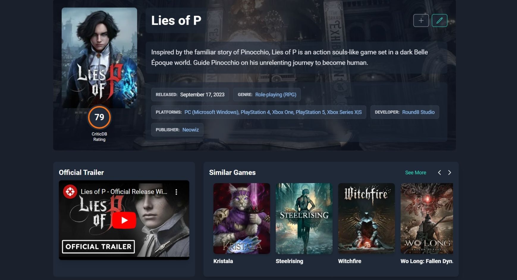 Скриншот CriticDB