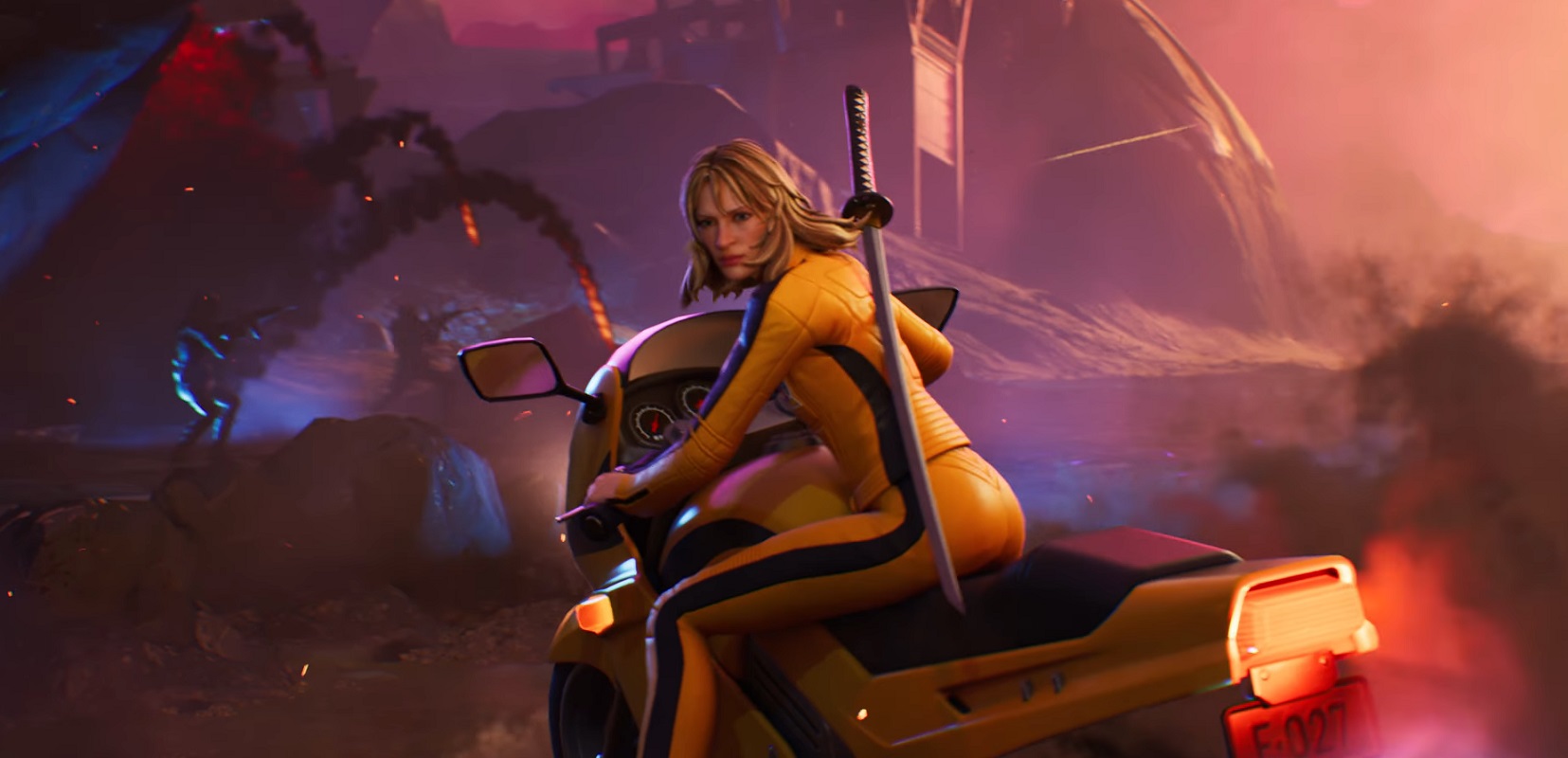 Fortnite получила тизер финала главы 6 с Умой Турман из «Убить Билла» и Годзиллой