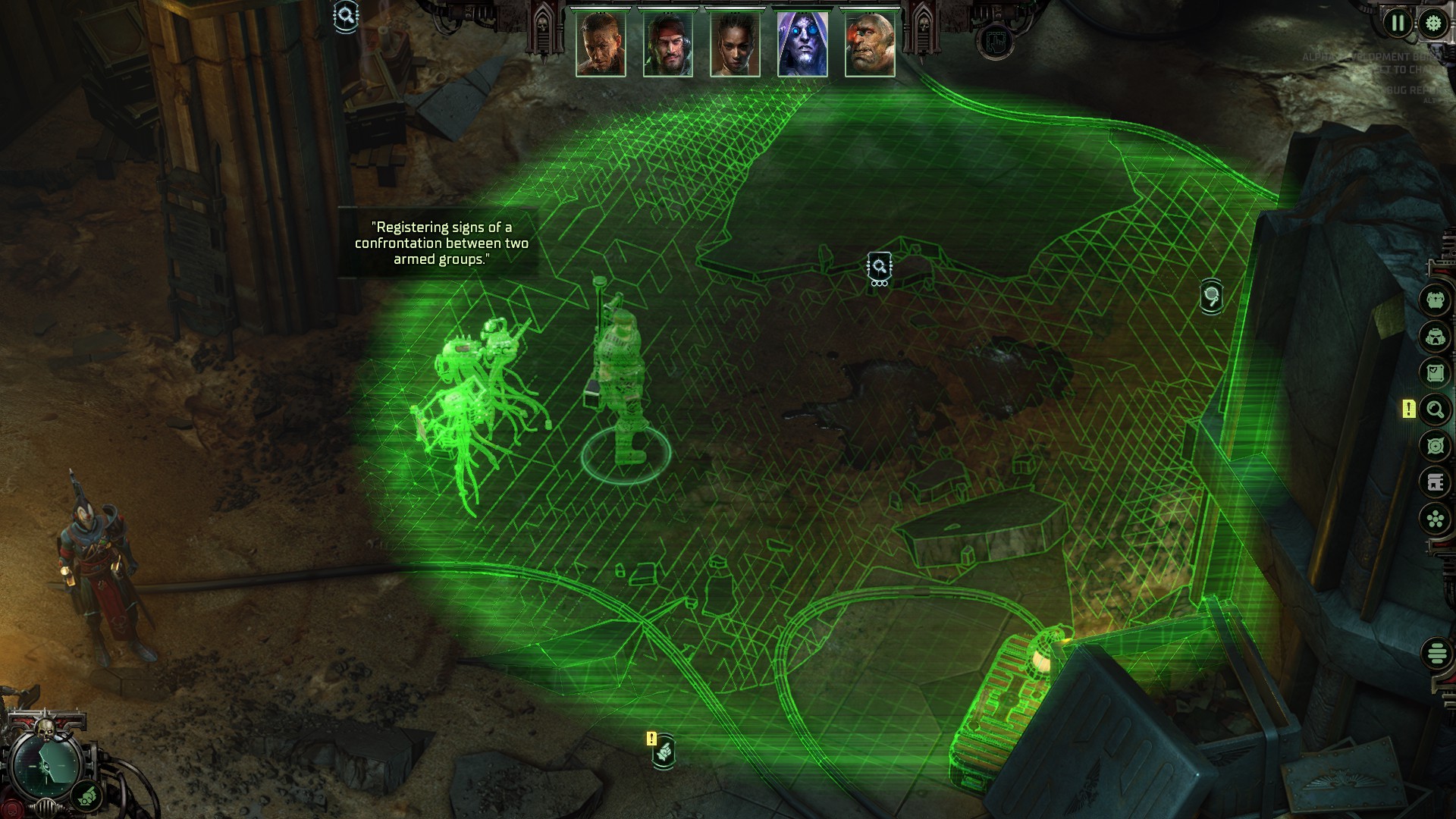 Ищем следы, улики, зацепки.
Источник: видеоигра Warhammer 40,000: Dark Heresy