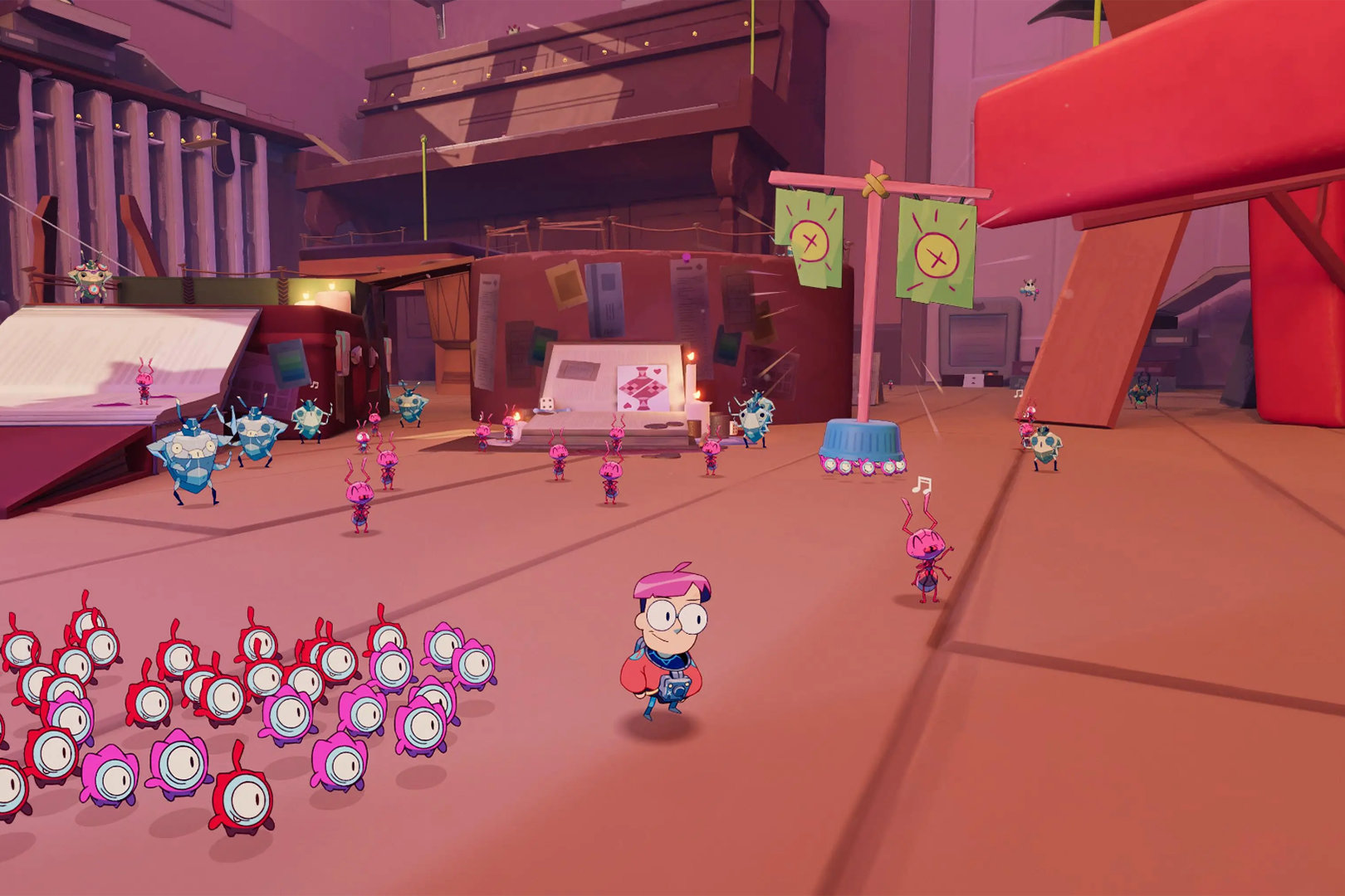 Исследуем дом, где всё огромное, с помощью крошечных существ с уникальными способностями.
Источник: видеоигра Tinykin