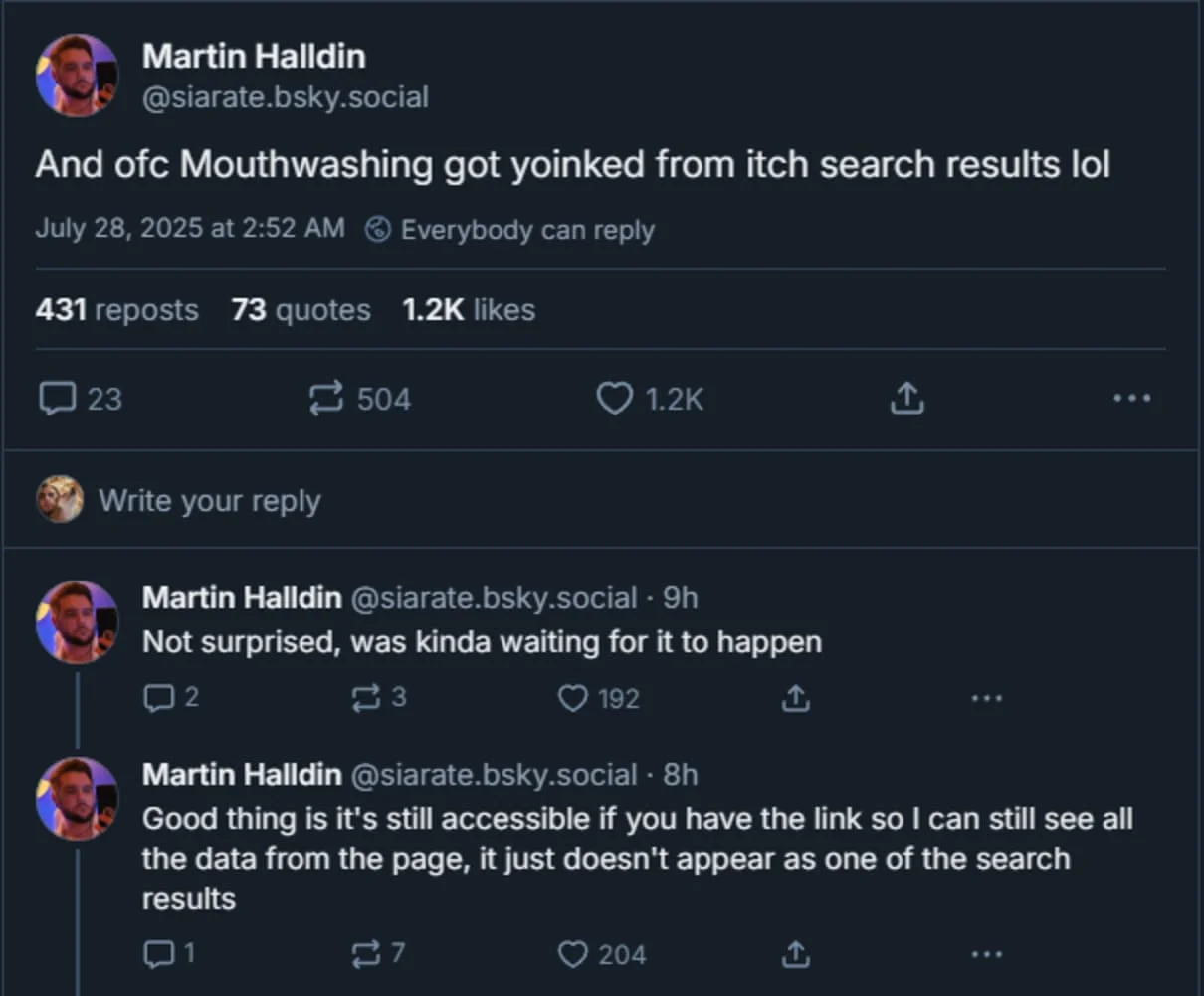 Mouthwashing пропал с Itch.io: цензура или технический сбой?
