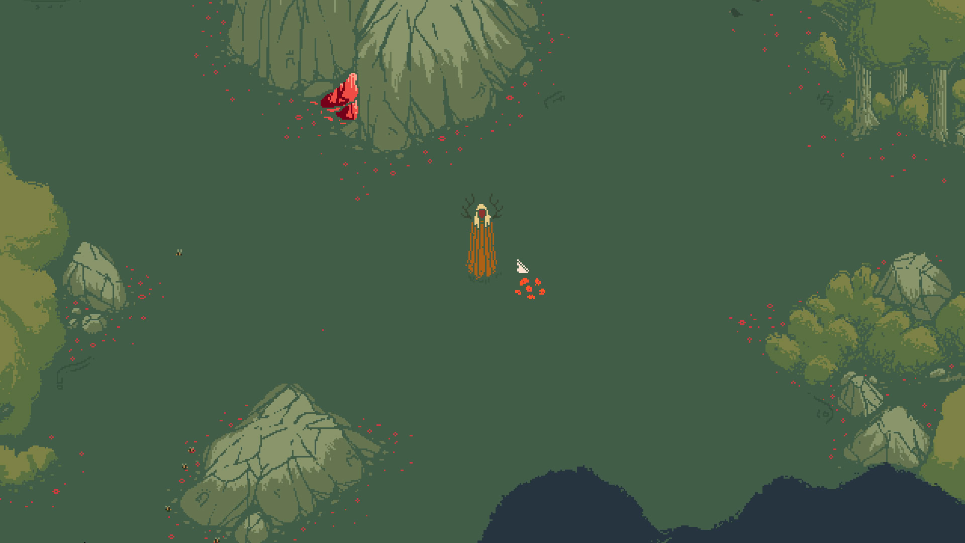 В различых закутках локаций можно найти полезные ресурсы для крафта новых карт — цветы, камушки и веточки.

Источник: видеоигра Death Howl