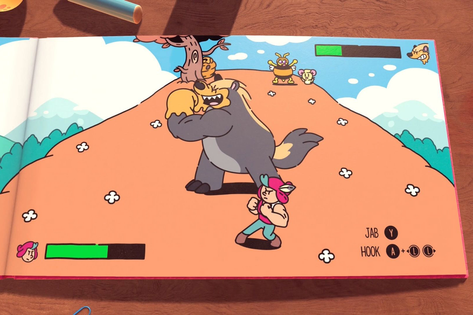 Путешествуем между 2D-книгой и 3D-миром, решая головоломки и сражаясь с врагами.
Источник: видеоигра The Plucky Squire