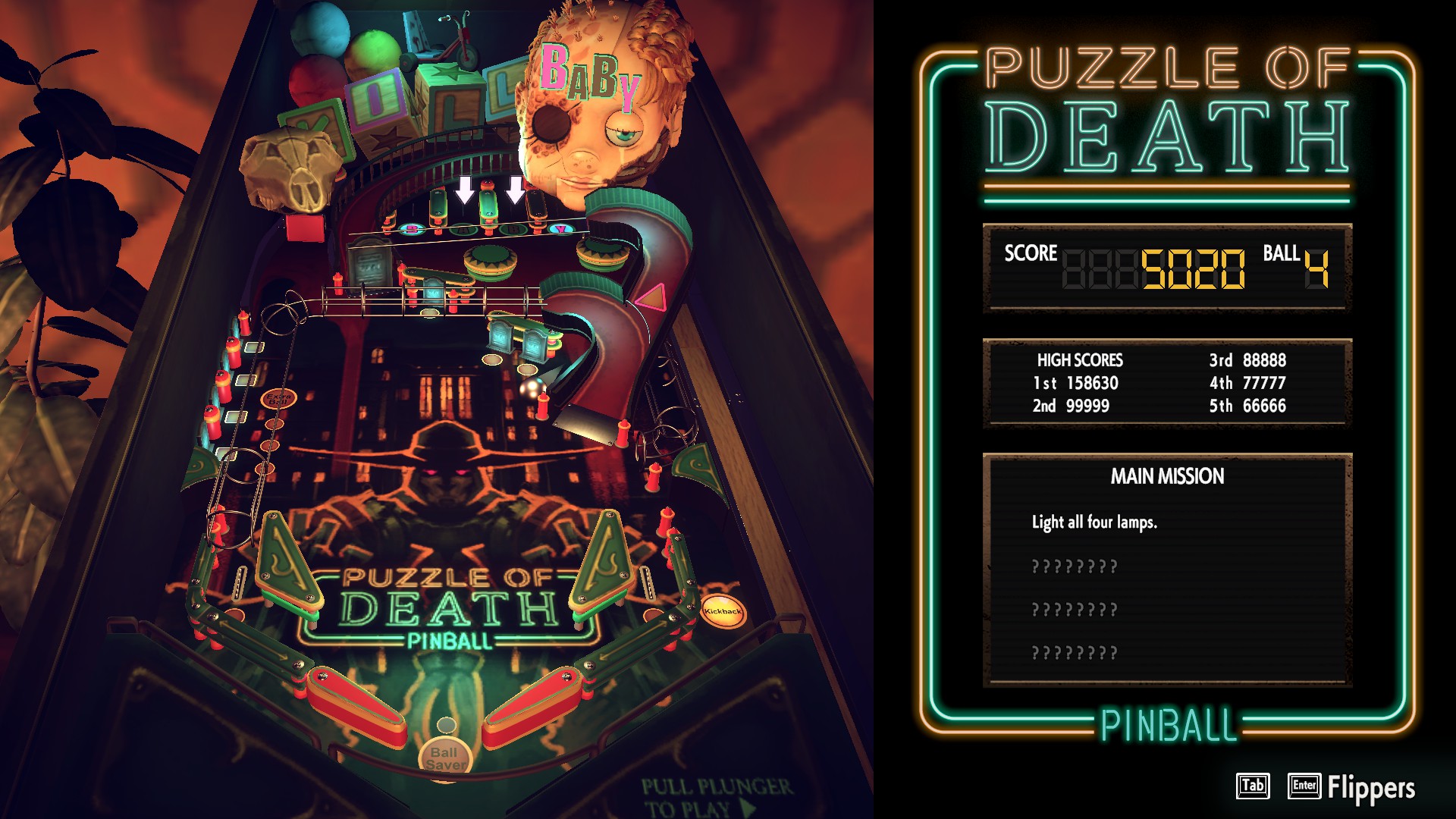 В перерывах между вылазками разрешается погонять шарик в местном адском пинболе (не без сюрприза после выполнения определённых условий игры).

Источник: видеоигра Hotel Barcelona