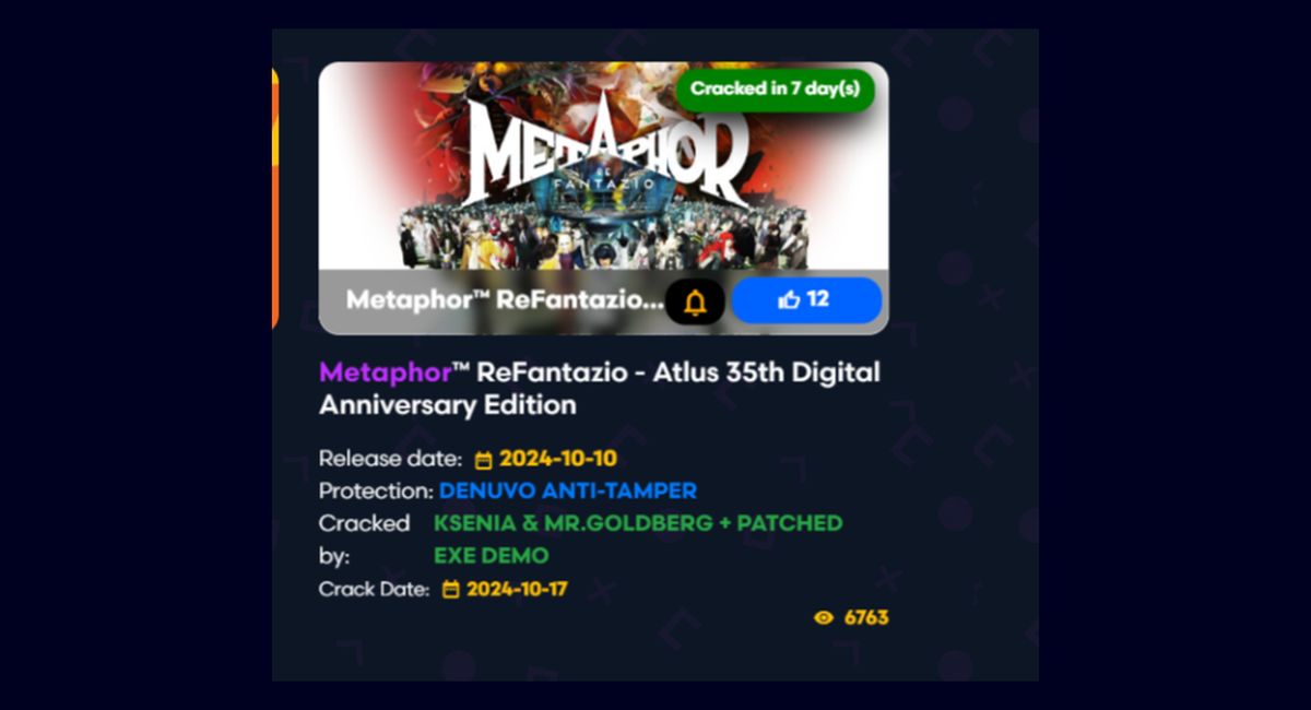Демоверсия Metaphor: ReFantazio помогла пиратам «освободить» игру - изображение 1 Демоверсия Metaphor: ReFantazio помогла пиратам «освободить» игру - фото 1