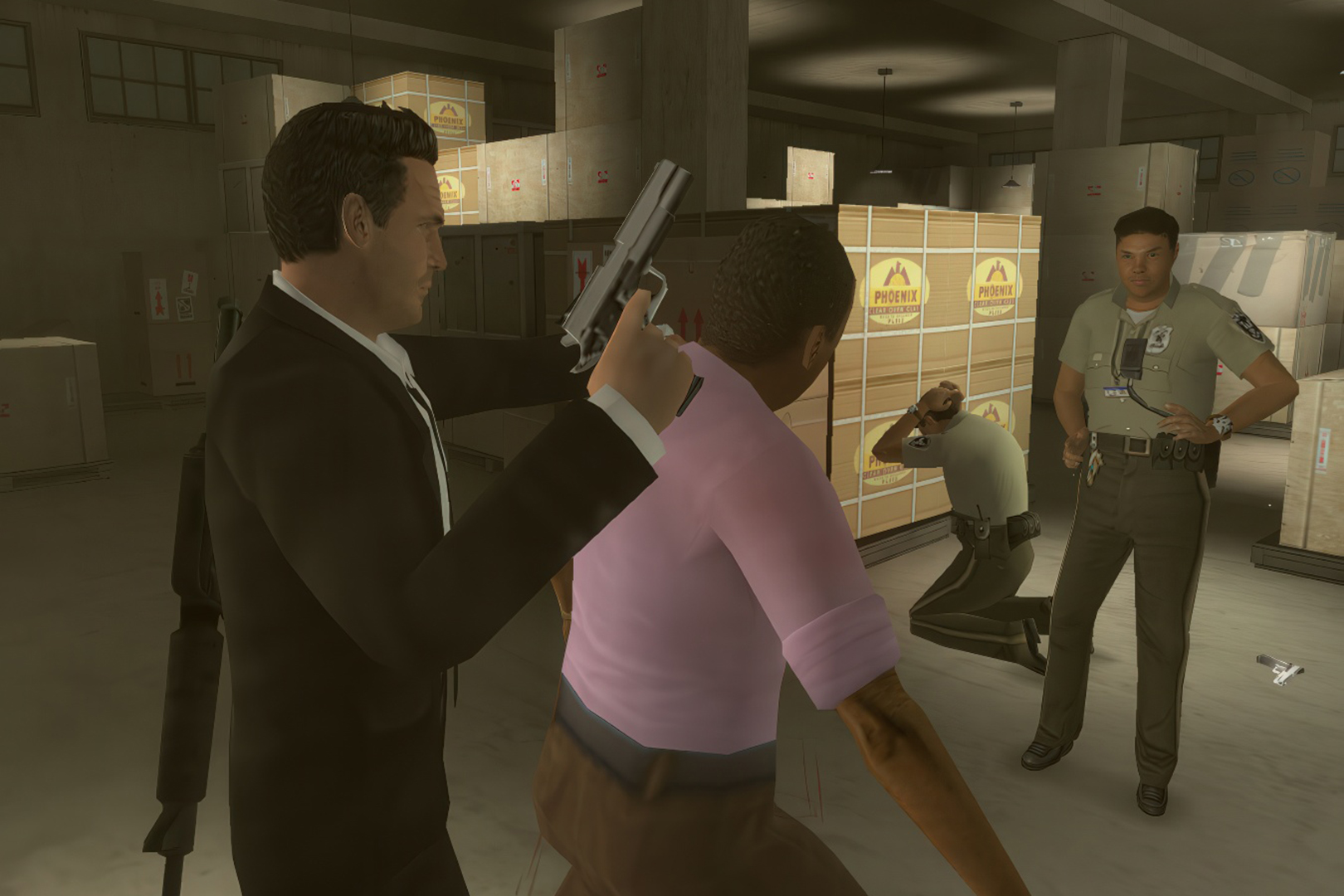 А вот и демонстрация одной из ключевых механик.

Источник: видеоигра Reservoir Dogs
