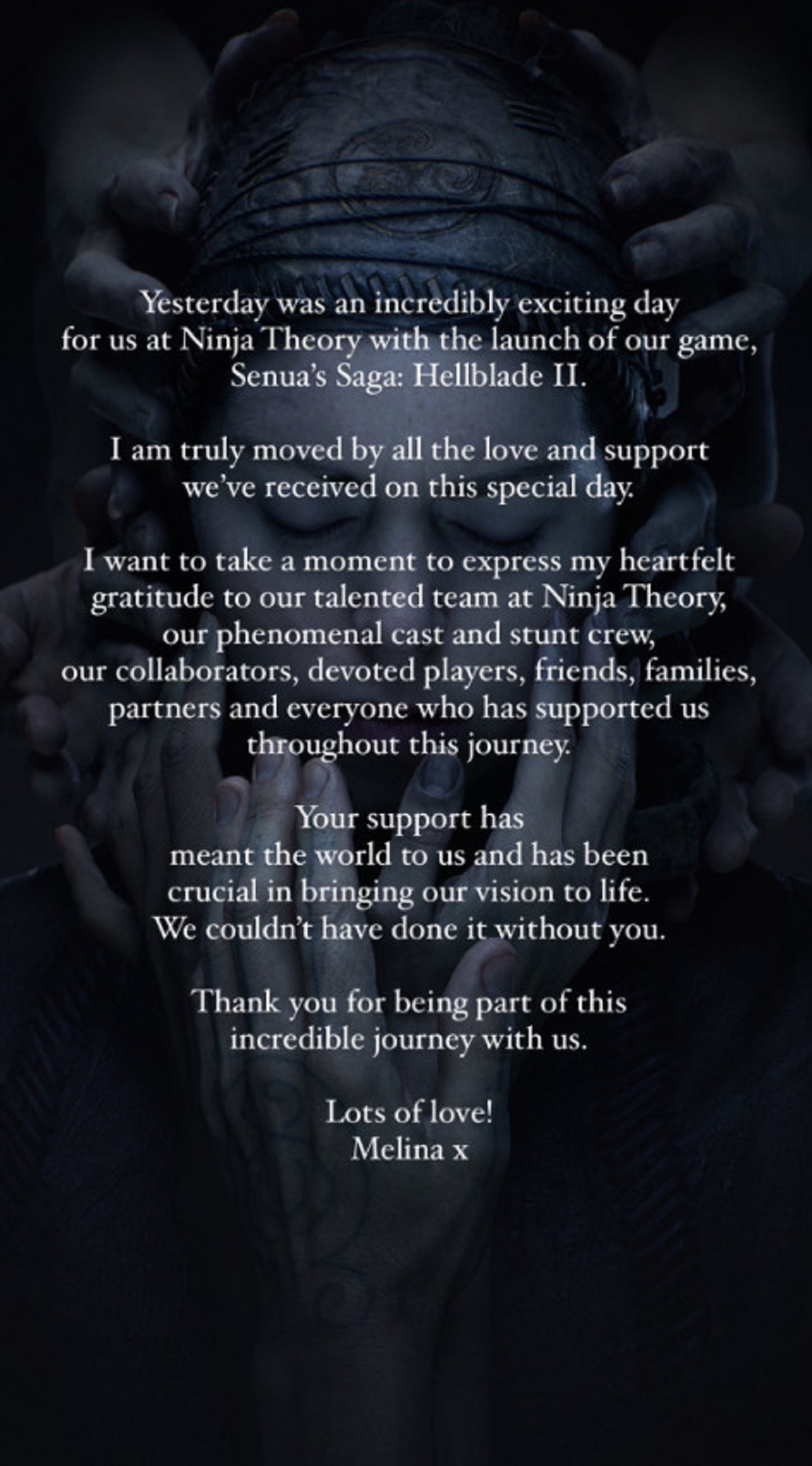 Творцы Hellblade 2 поблагодарили игроков за хорошие отзывы и поддержку - изображение 2 Творцы Hellblade 2 поблагодарили игроков за хорошие отзывы и поддержку - фото 2