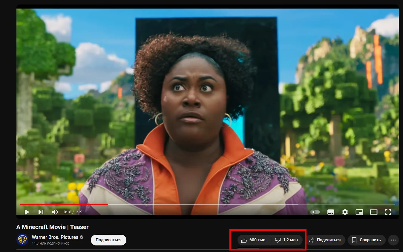 Раскритикованный тизер экранизации Minecraft собрал свыше миллиона дизлайков - фото 1