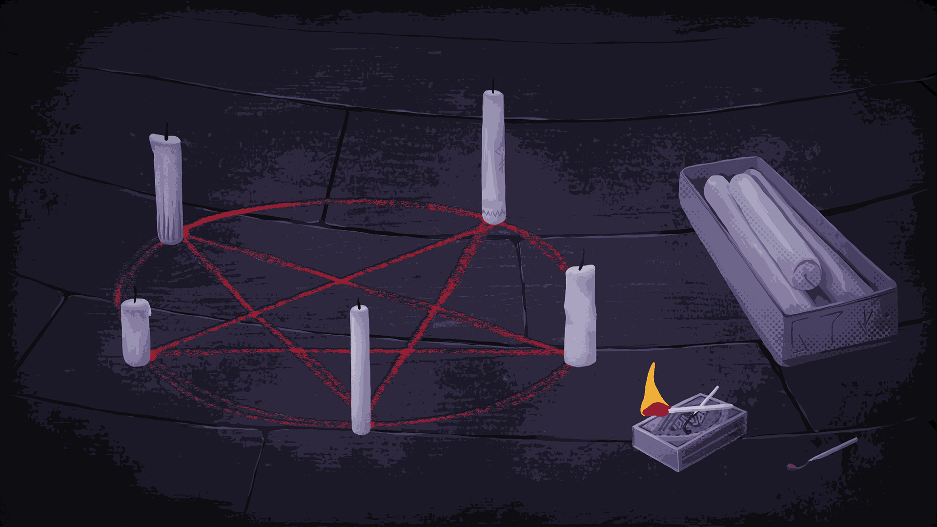 Для начала ритуала придётся вручную зажечь свечи.

Источник: видеоигра Burn With Me