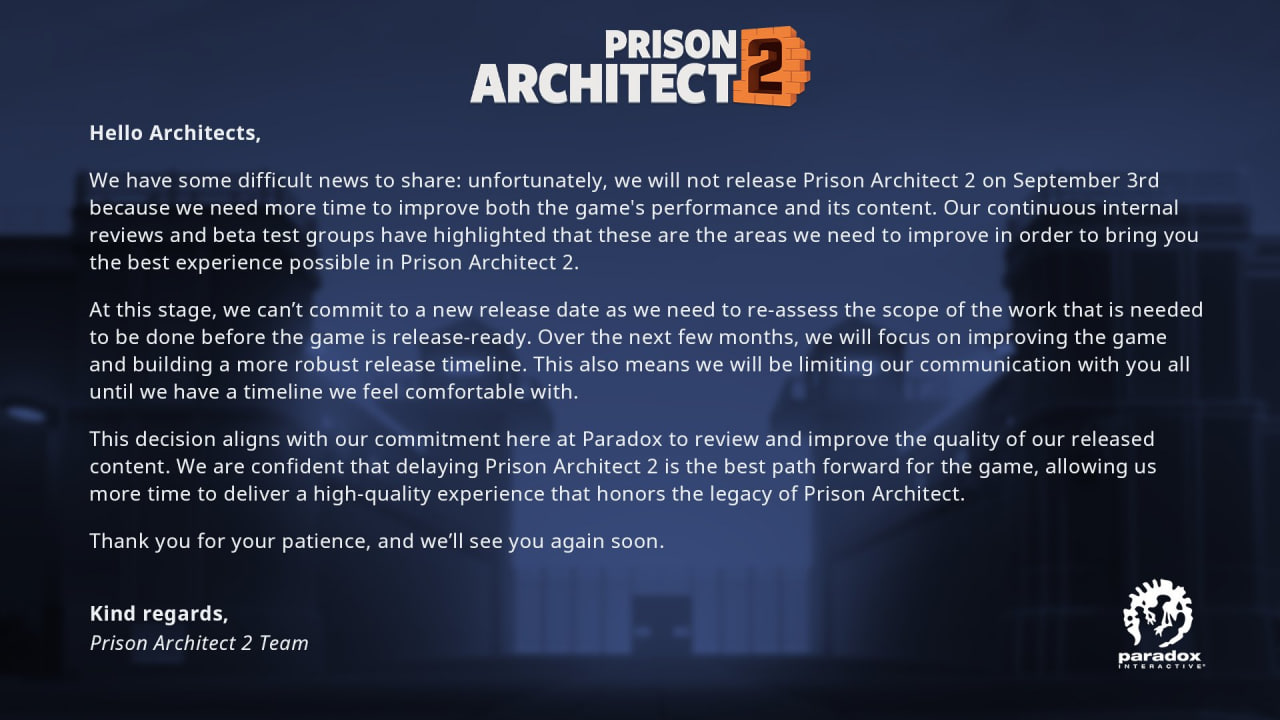 Prison Architect 2 потеряла свою дату релиза - изображение 1 Prison Architect 2 потеряла свою дату релиза - фото 1