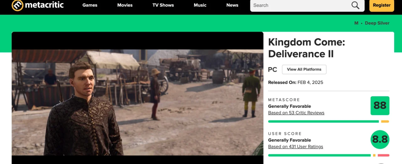 Создатель Kingdom Come: Deliverance 2 призвал бороться с «ботами» на Metacritic - изображение 1 Создатель Kingdom Come: Deliverance 2 призвал бороться с «ботами» на Metacritic - фото 1