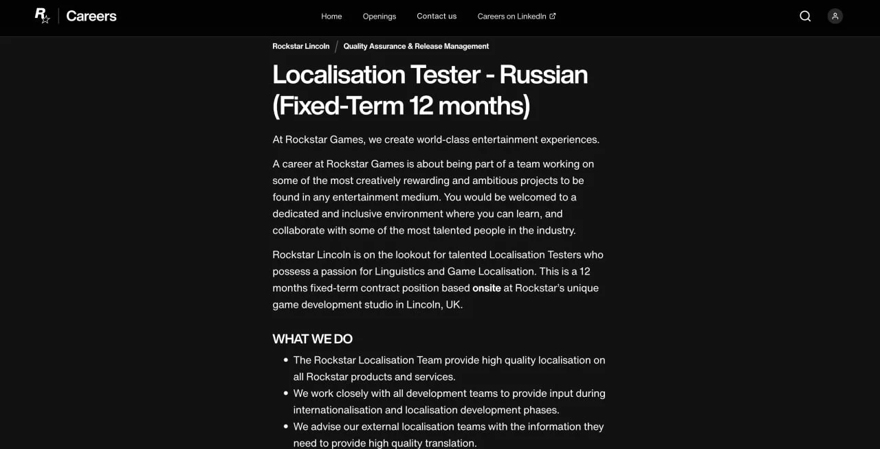 Авторы GTA 6 открыли вакансию для тестировщика русской локализации - фото 1
