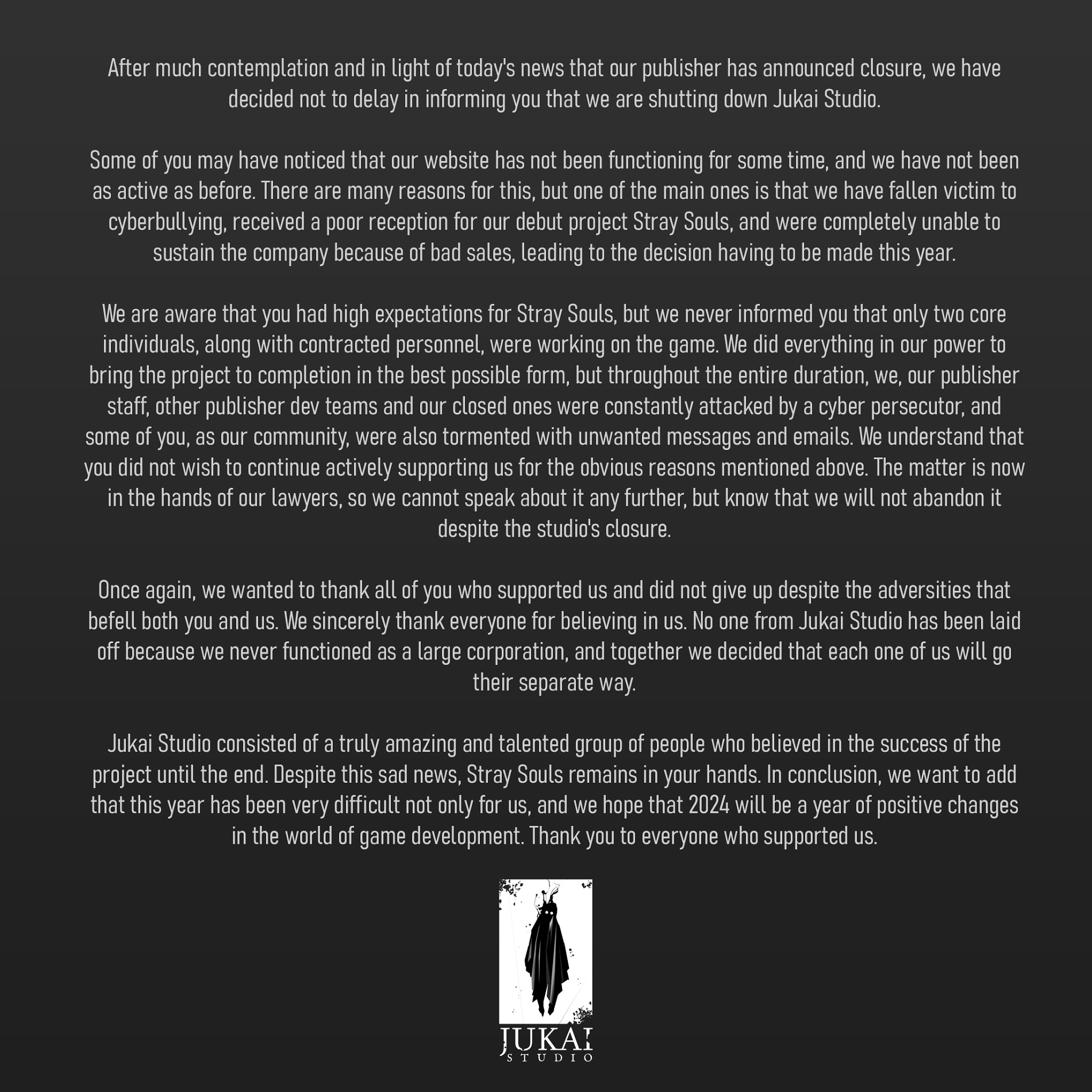 Провал Stray Souls привёл к закрытию студии бывшего геймдизайнера Bloober Team - изображение 1 Провал Stray Souls привёл к закрытию студии бывшего геймдизайнера Bloober Team - фото 1