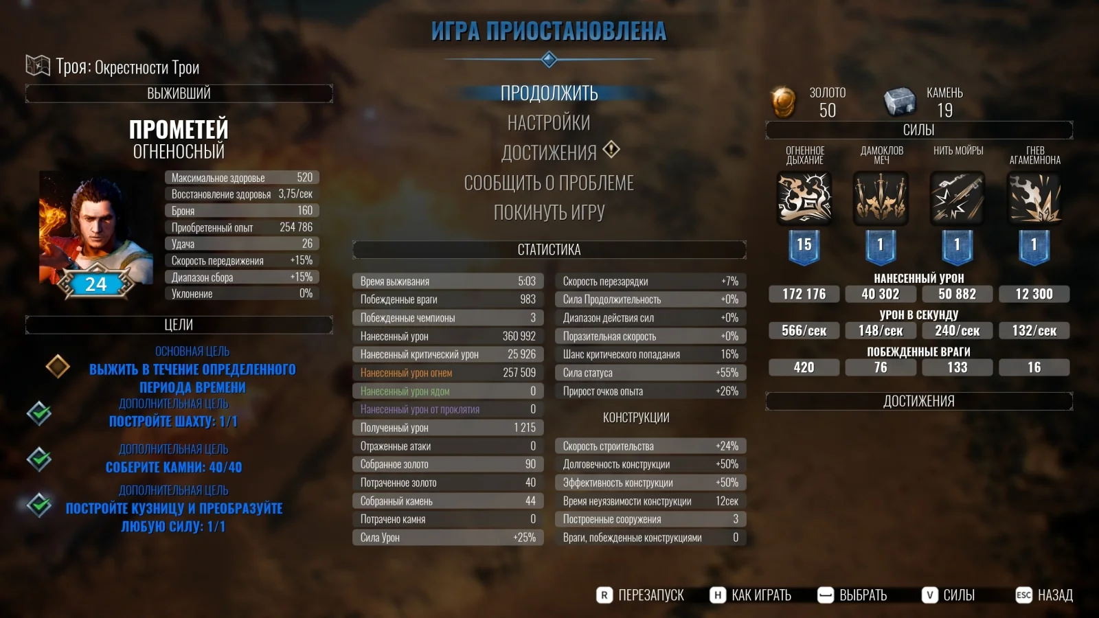 Типичная раскачка способностей в конце забега.
Источник: видеоигра Achilles: Survivor