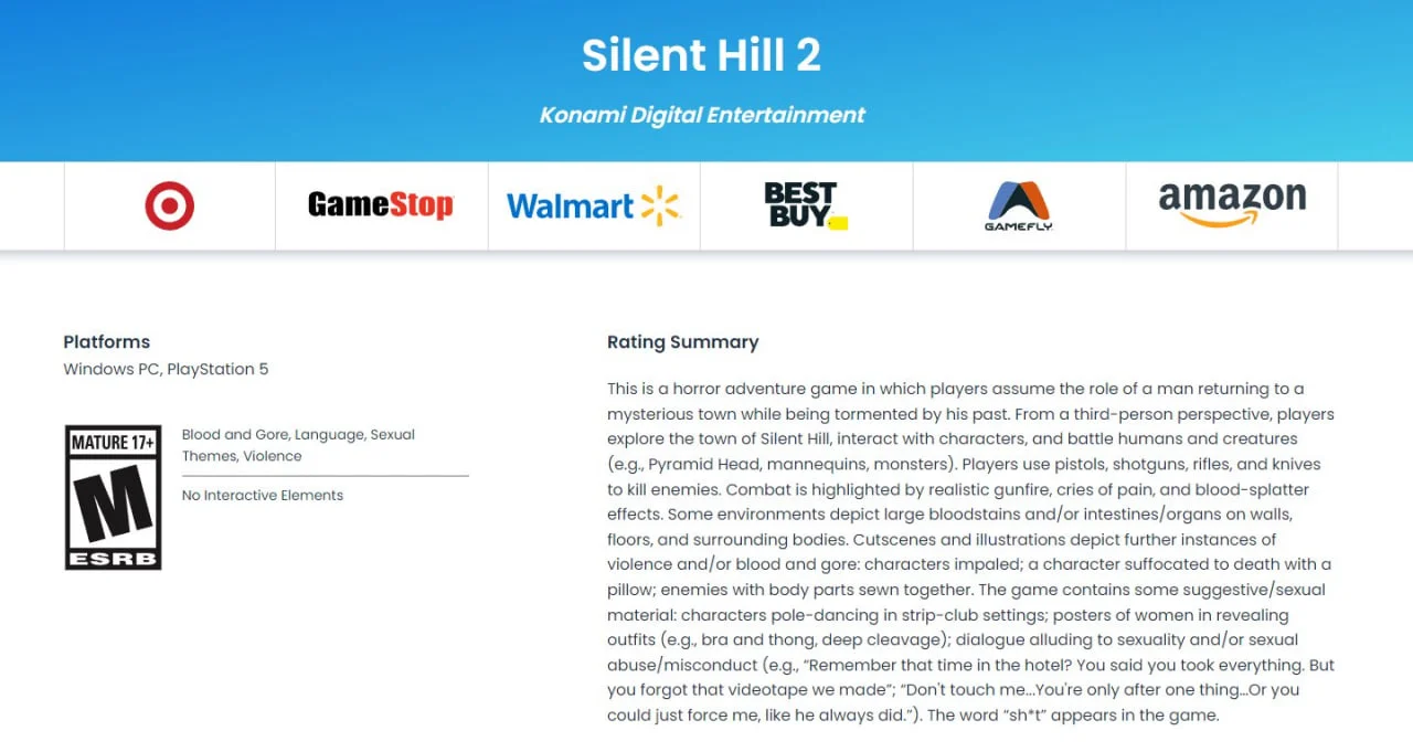 Ремейк Silent Hill 2 получил высокий рейтинг ESRB за жестокость и кровь - фото 1