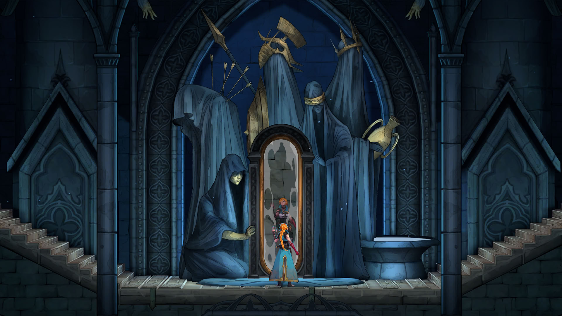 Внутри зеркал также спрятаны загадки.

Источник: видеоигра Castlevania: Belmont's Curse