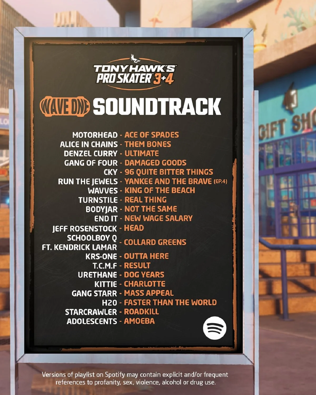 Spotify выпустил 20 композиций из саундтрека к игре Tony Hawk's Pro Skater 3+4.