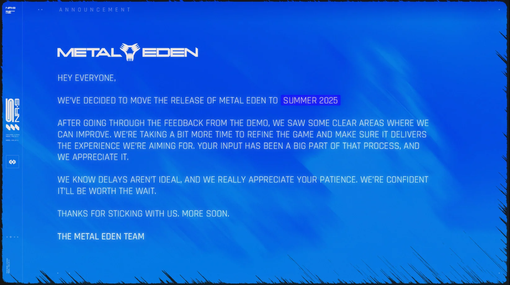 Metal Eden: задержка во благо, или почему разработчики взяли паузу