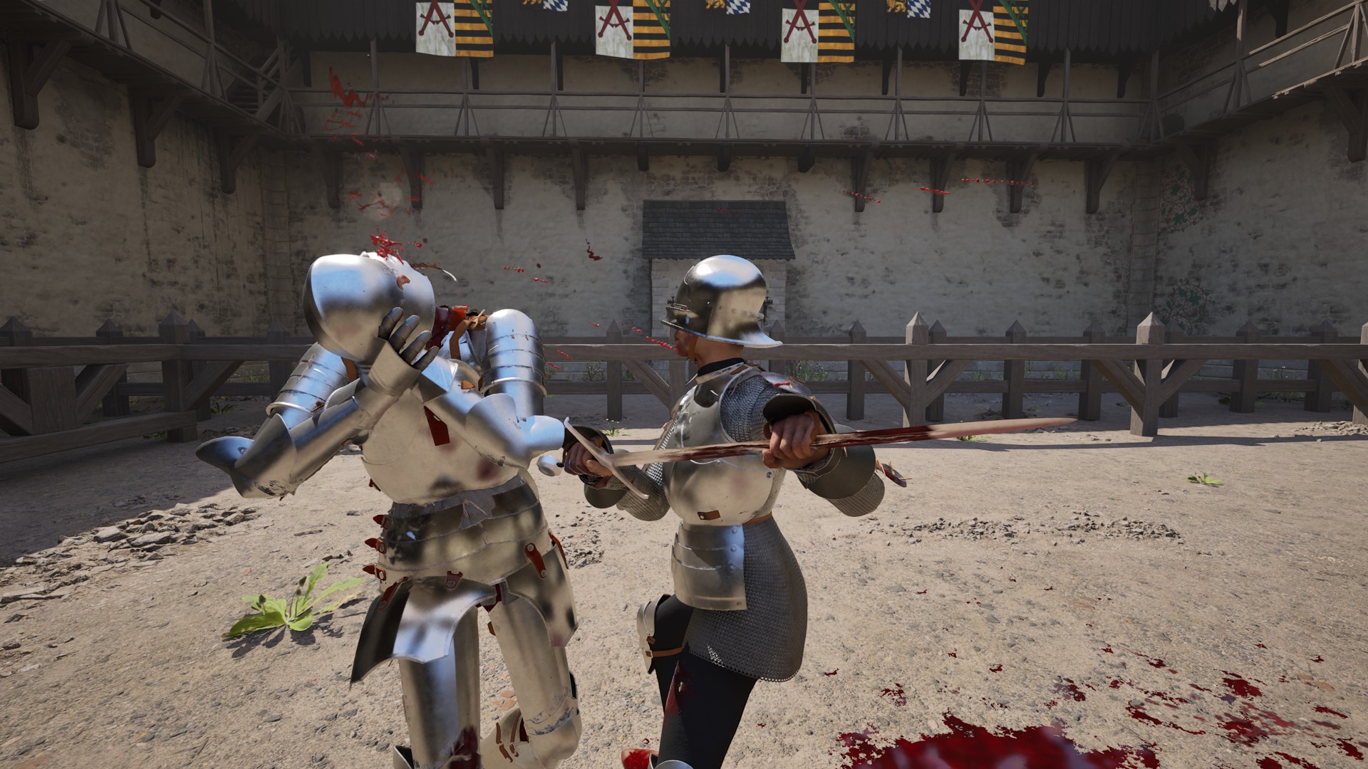 А вот шею защищать тоже надо!

Источник: видеоигра Half Sword