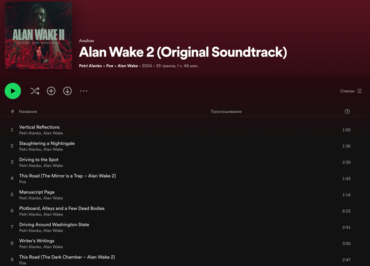 Саундтрек Alan Wake 2 стал доступен на стриминговых сервисах - изображение 1 Саундтрек Alan Wake 2 стал доступен на стриминговых сервисах - фото 1