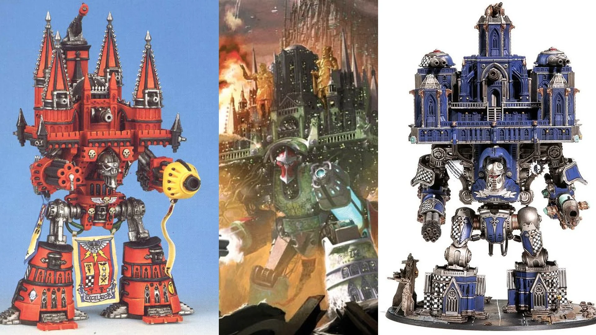Оригинальная модель «Императора» в Epic, официальная иллюстрация к Horus Heresy и концепт сотрудника GW Адама Уолша.