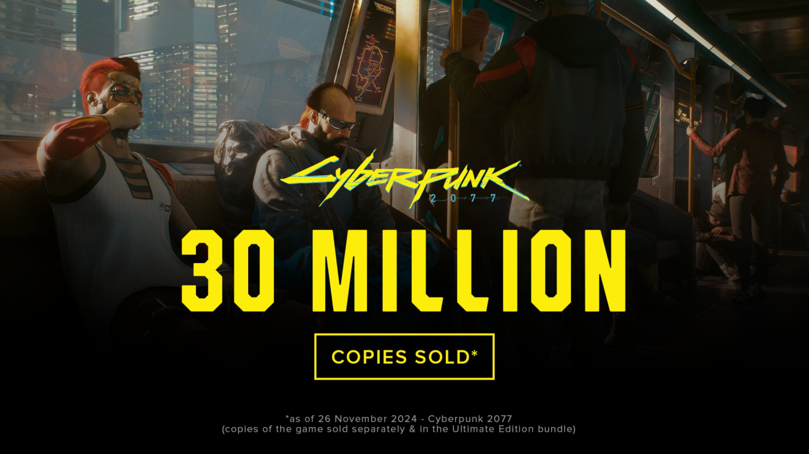 Продажи Cyberpunk 2077 превысили 30 млн копий, а Phantom Liberty — 8 млн копий - изображение 1 Продажи Cyberpunk 2077 превысили 30 млн копий, а Phantom Liberty — 8 млн копий - фото 1