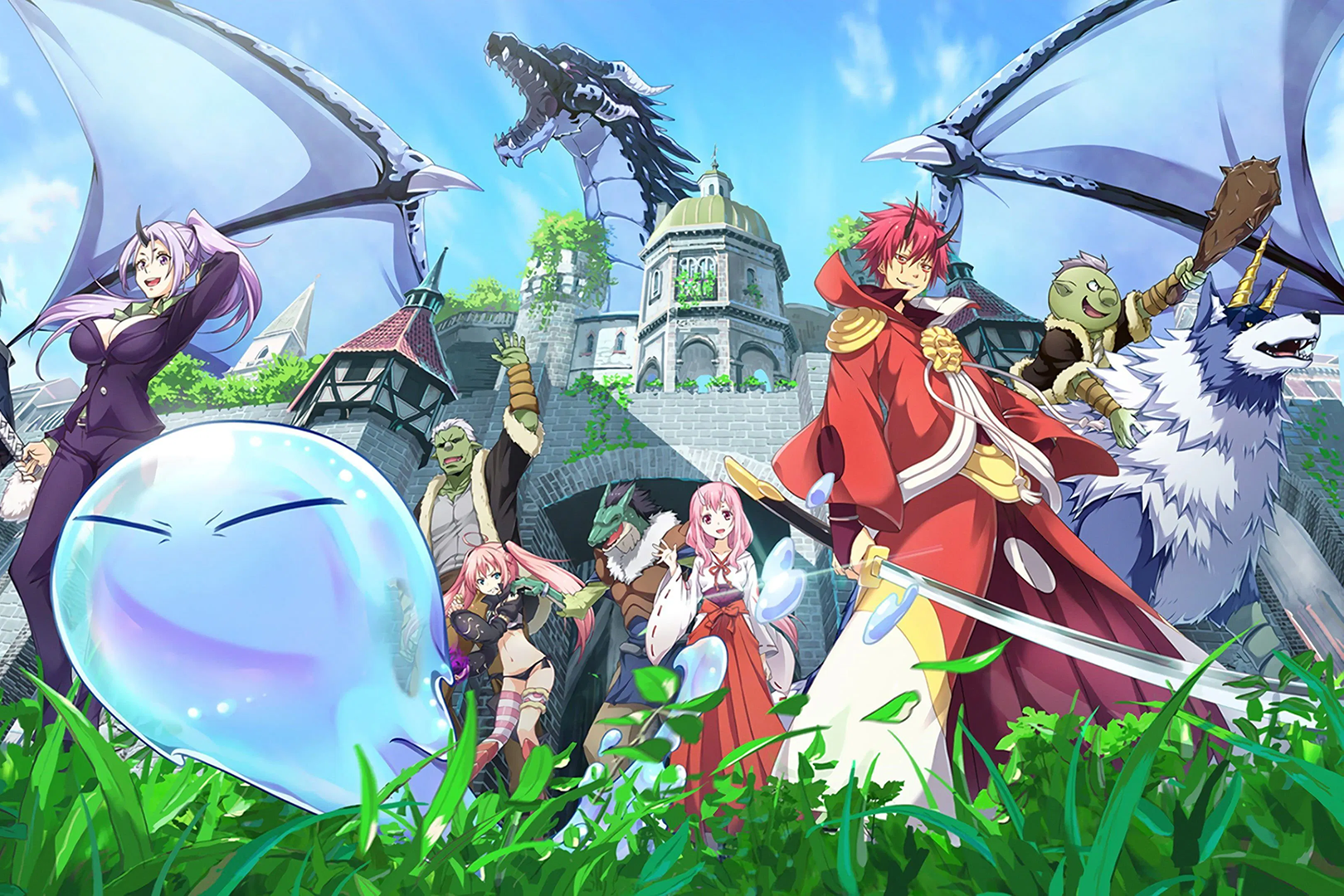 Один из самых дружелюбных исекаев: герой-слизь не убивает ради выгоды, а строит мультикультурное общество.
Источник: студия 8bit