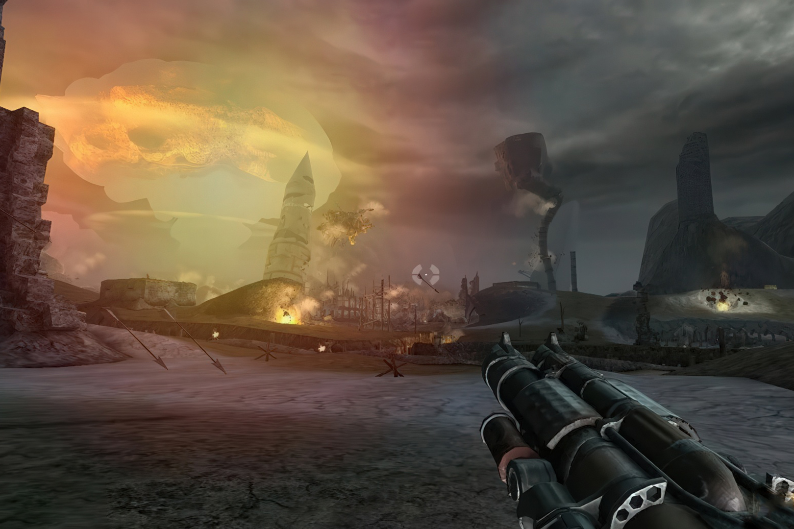 Пушки даже с первых уровней ощущались свежо и полезно в конце прохождения, всё благодаря альтернативному огню.

Источник: видеоигра Painkiller (2004)