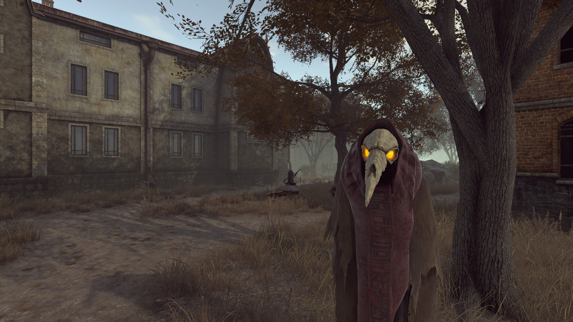 Песчанка обретает осязаемый облик и напрямую говорит с игроком. Мы видим её в костюме мортуса - в ранних версиях игры они запрещали вход к заражённым NPC и были больше похожи на болванчиков. Сейчас - внушают страх.

Источник: Pathologic 2: Marble Nest