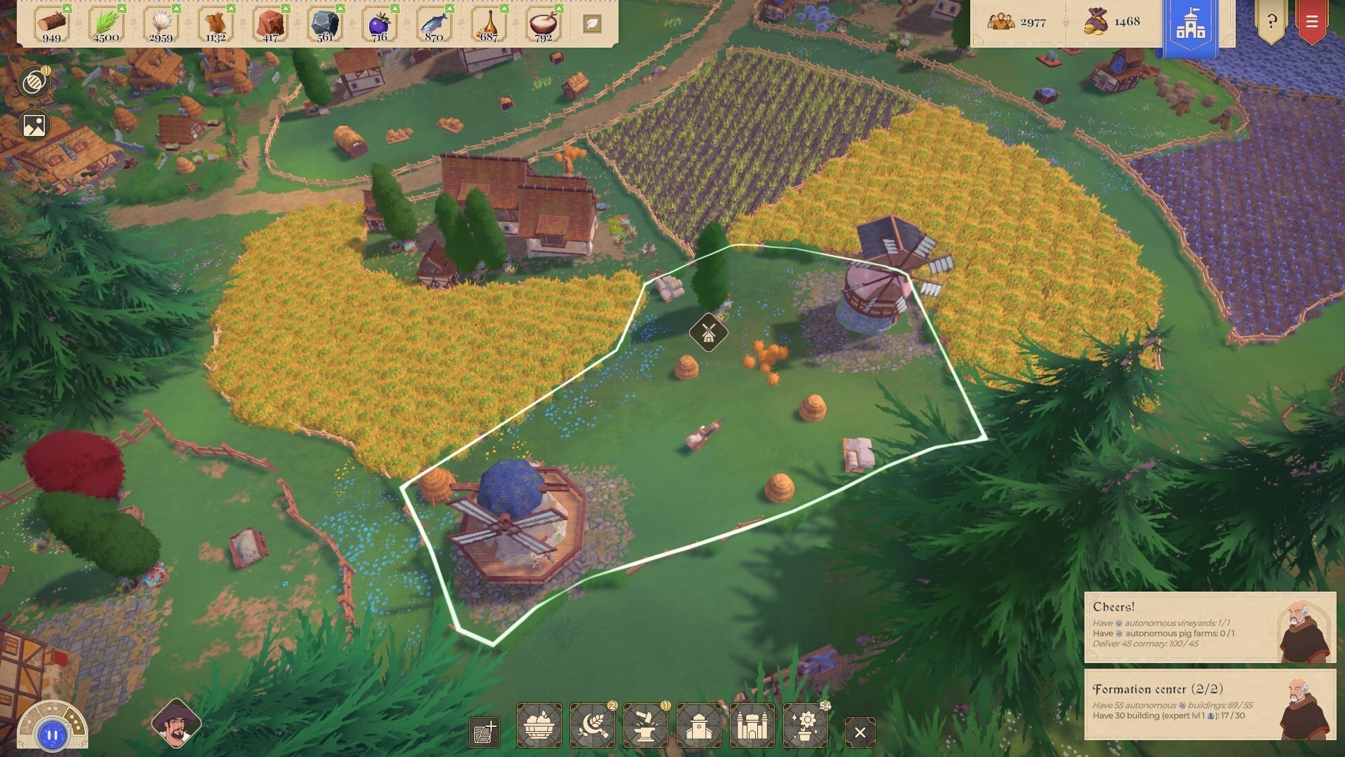 На полях можно обустроить дополнительное производство.
Источник: видеоигра City Tales — Medieval Era