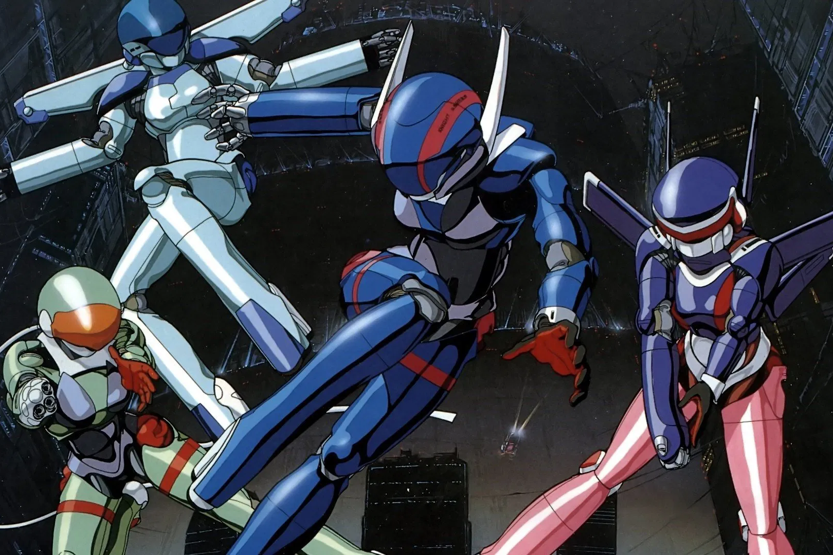 Название Bubblegum Crisis — игра слов: блестящая «жвачная» поп-культура сталкивается с мрачным кризисом техногенного будущего.

Источник: студия AIC, Artmic