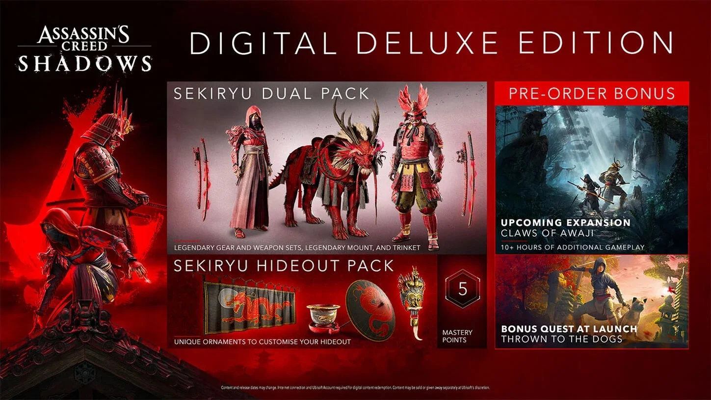 Ubisoft представила трейлер издания Assassin's Creed Shadows Digital Deluxe за 90 долларов.