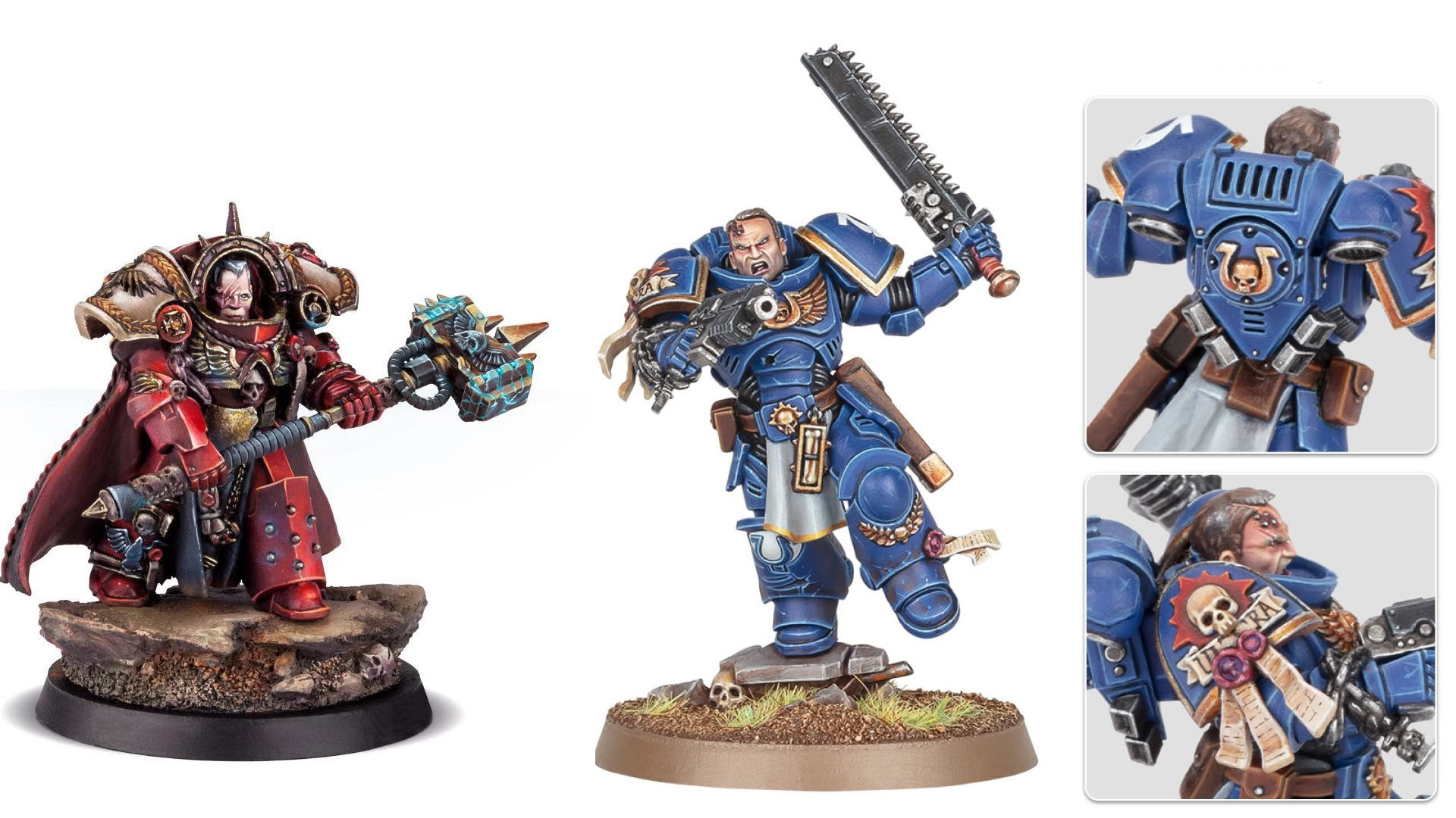 Магистр Кровавых Воронов Габриэль Ангелос и лейтенант Деметрий Тит. Из цифры в пластик.

Источник: Games Workshop