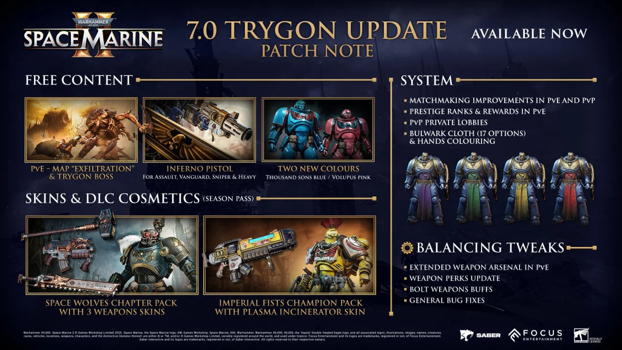 Warhammer 40,000: Space Marine 2 — глобальное обновление 7.0 уже здесь!