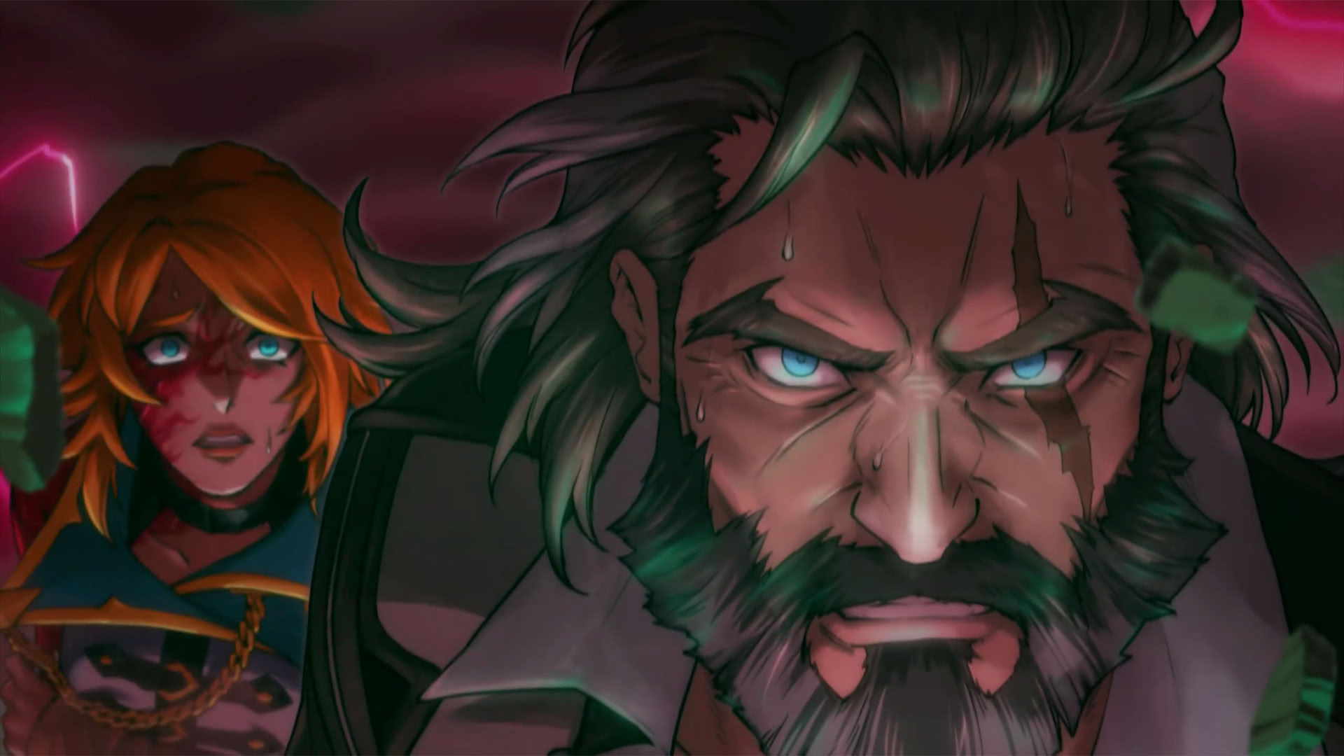 Тревор постарел, но всё ещё решает.

Источник: видеоигра Castlevania: Belmont's Curse