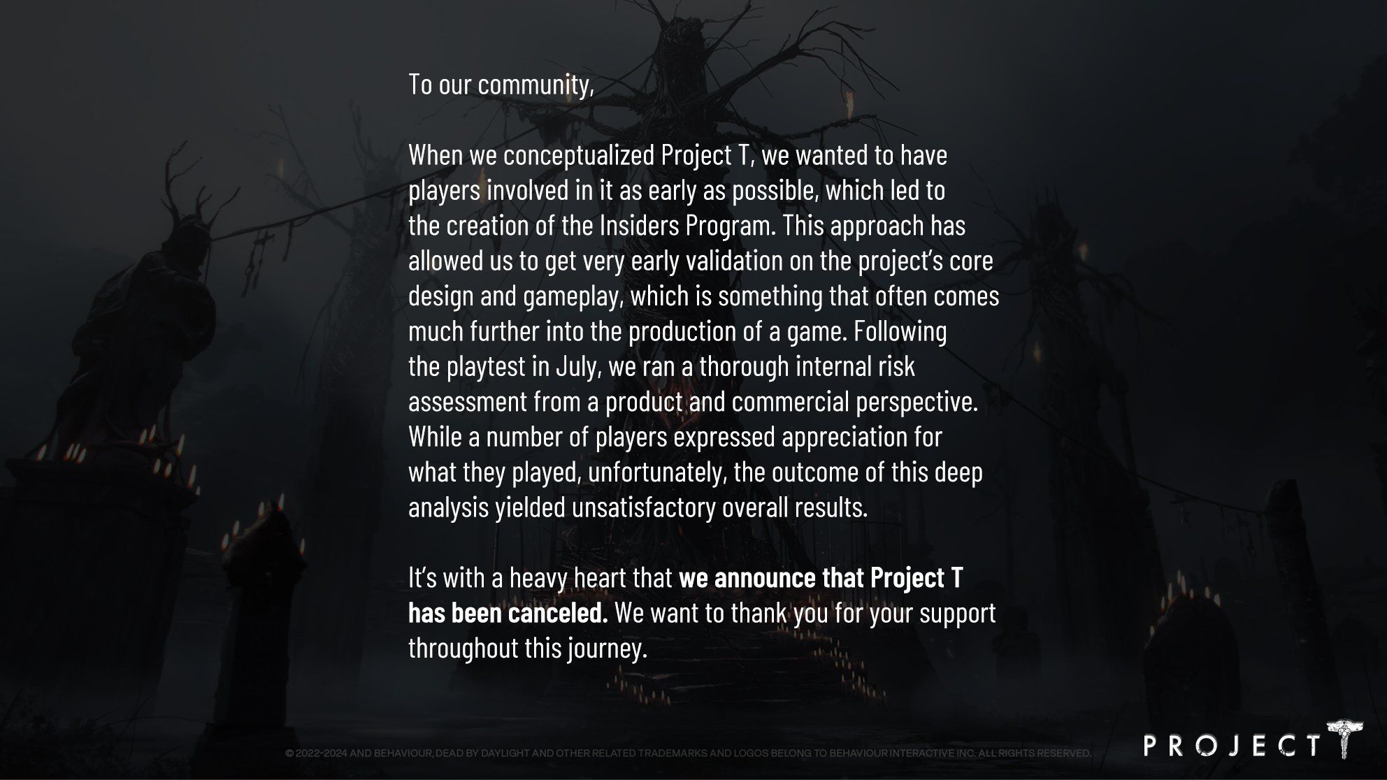 Behaviour Interactive отменила кооперативный PvE-шутер Project T - изображение 1 Behaviour Interactive отменила кооперативный PvE-шутер Project T - фото 1