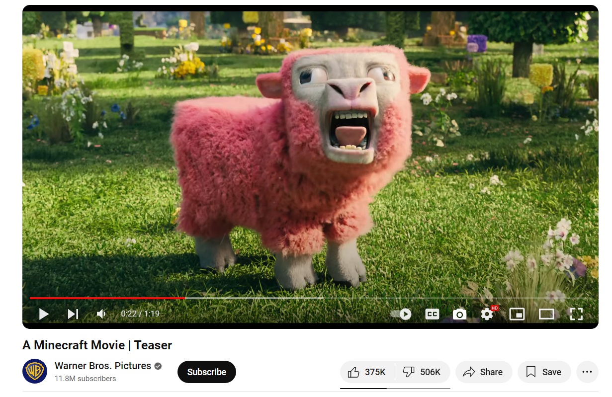 Тизер экранизации Minecraft с Джеком Блэком собрал полмиллиона дизлайков на YouTube - изображение 1 Тизер экранизации Minecraft с Джеком Блэком собрал полмиллиона дизлайков на YouTube - фото 1