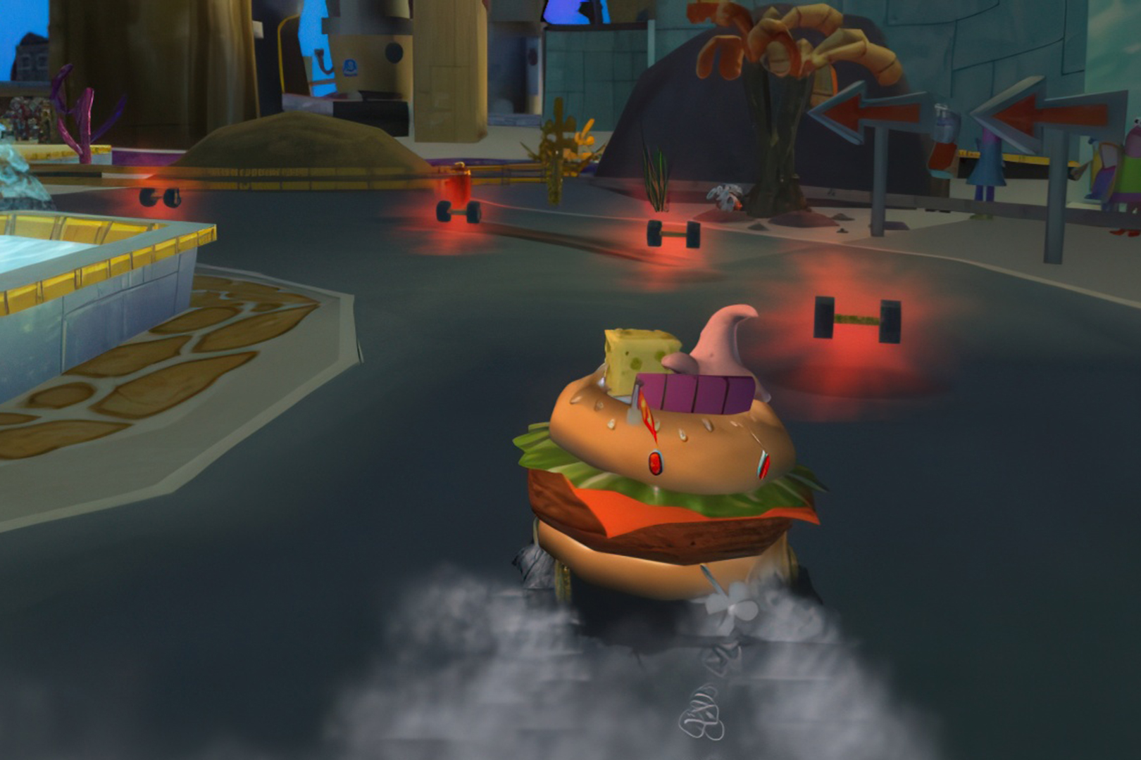 Около трети игры посвящено весёлым покатушкам на бургермобиле. Жаль только, что тюнинговать свою «ласточку» не дают.

Источник: видеоигра The SpongeBob SquarePants Movie Game