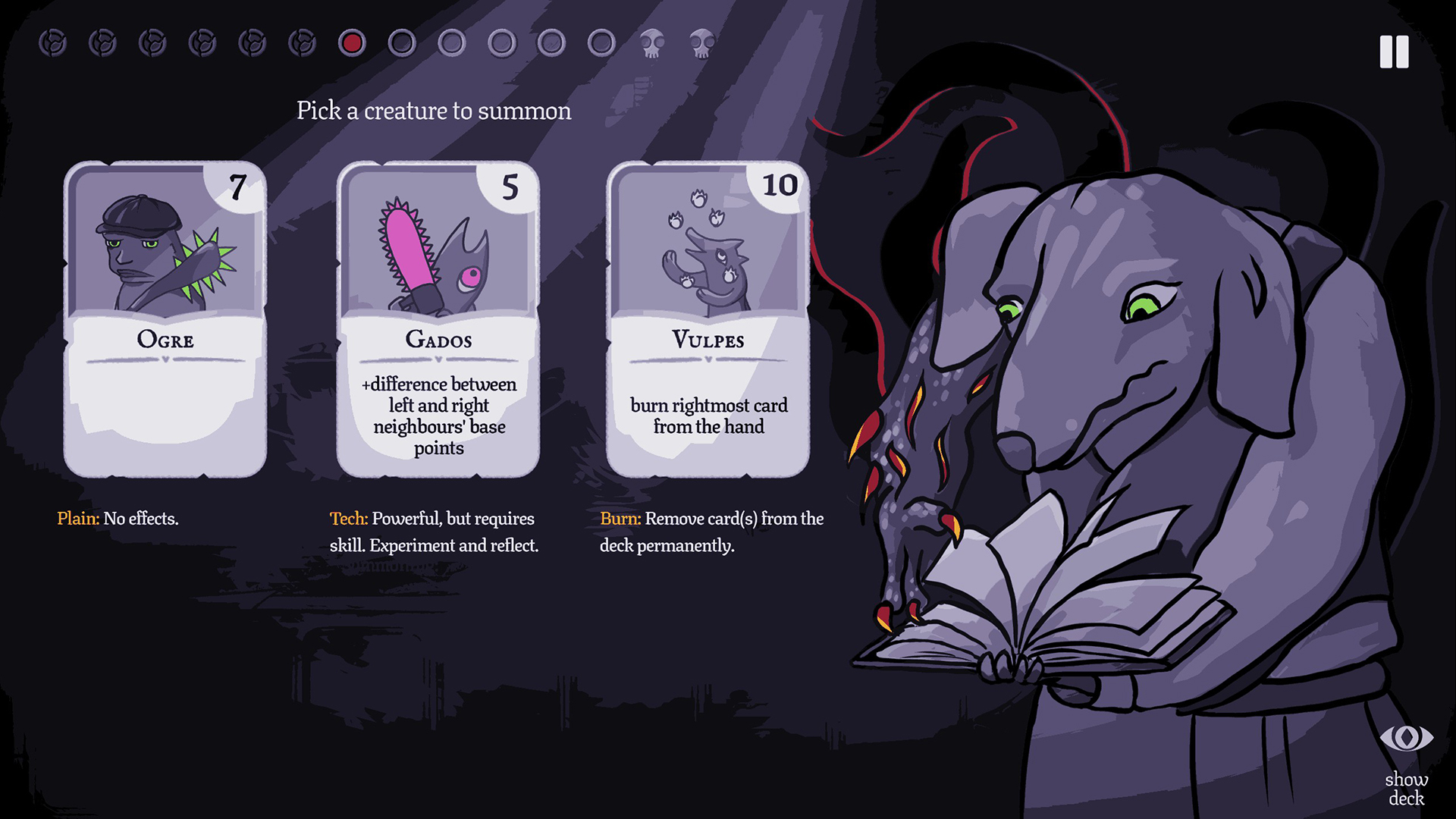 Выбор следующей карты для призыва.

Источник: видеоигра Burn With Me