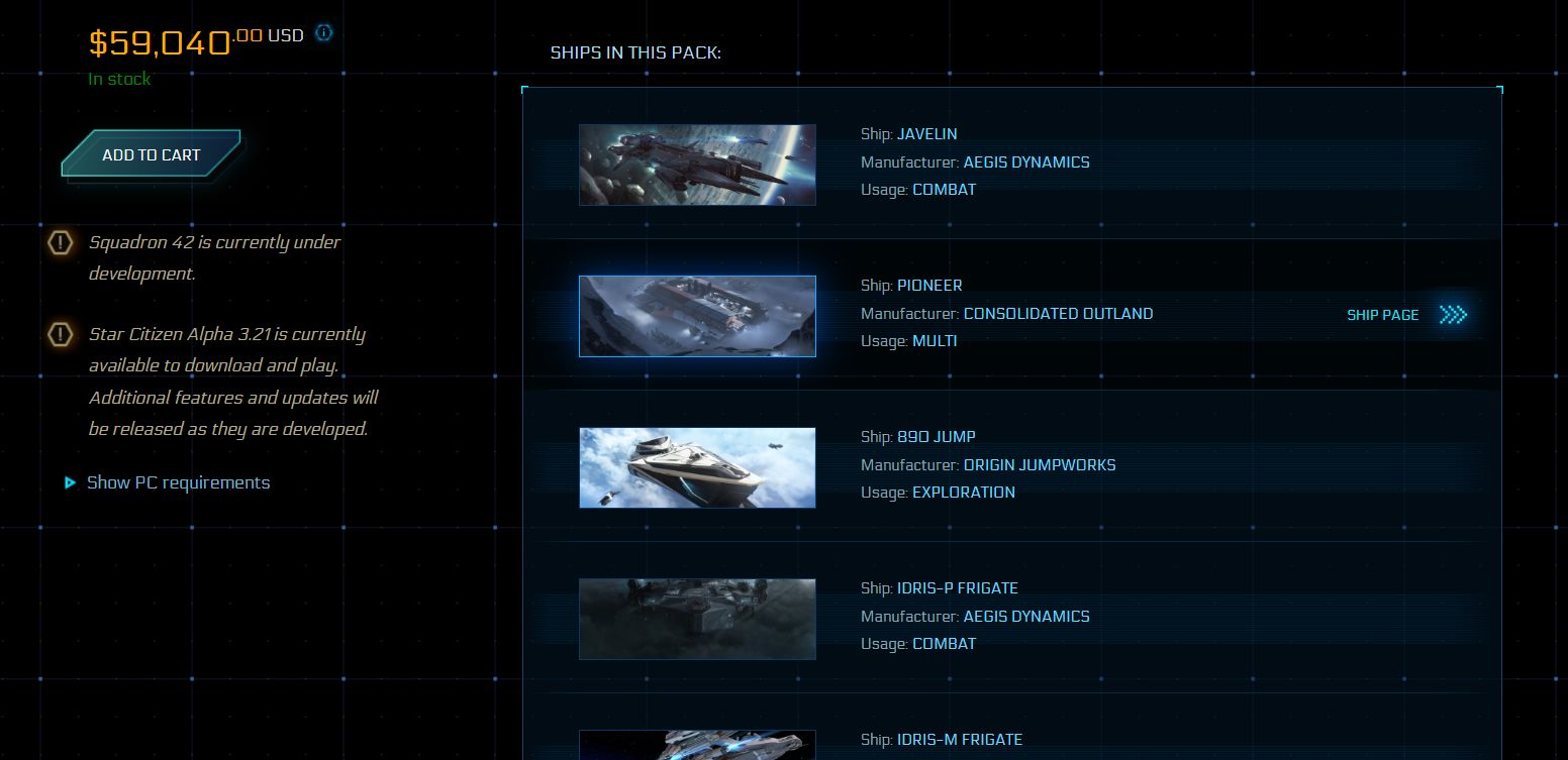 К Star Citizen выпустили набор Legatus 2953 за 59 тысяч долларов - изображение 1 К Star Citizen выпустили набор Legatus 2953 за 59 тысяч долларов - фото 1
