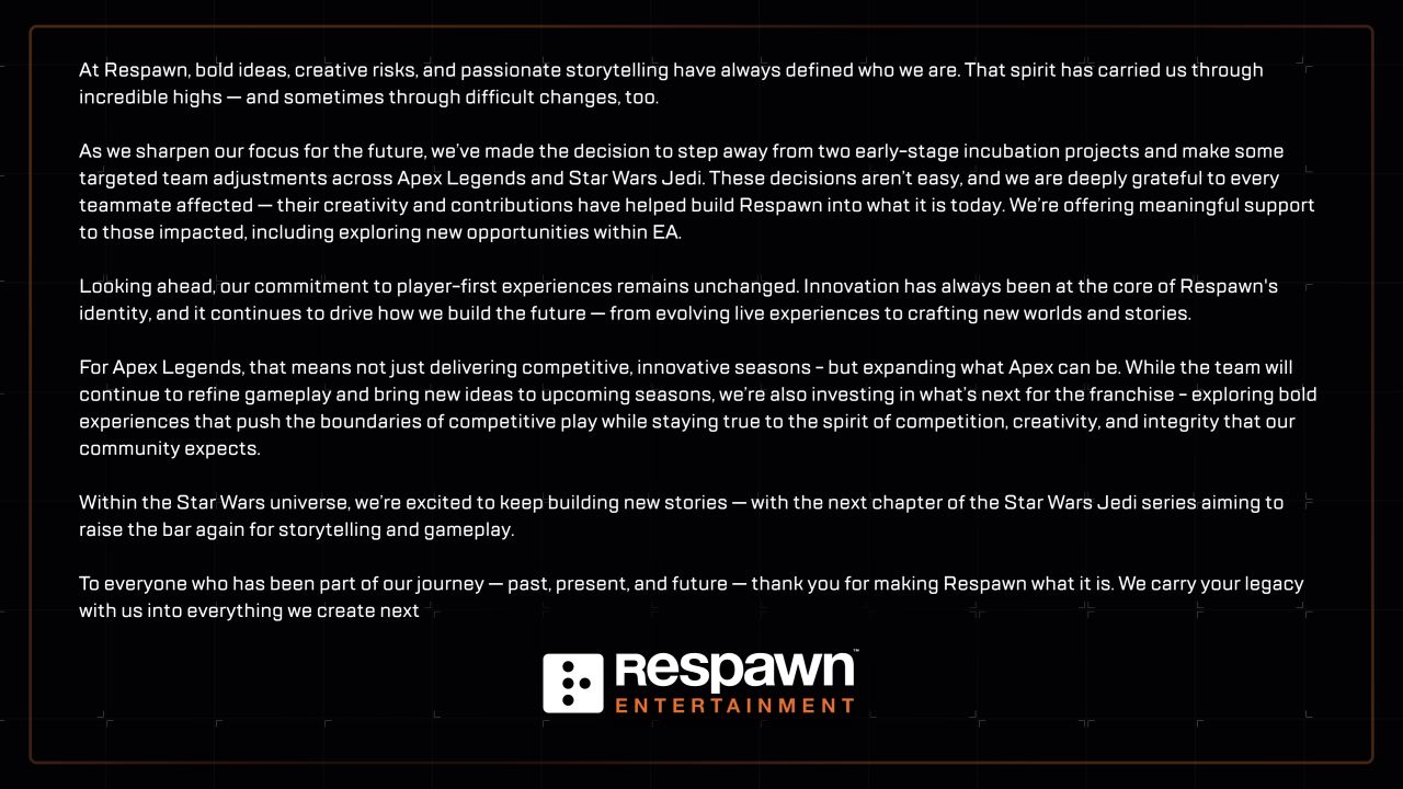 Respawn Entertainment отменила два проекта ради Apex Legends и Star Wars Jedi - изображение 1 Respawn Entertainment отменила два проекта ради Apex Legends и Star Wars Jedi - фото 1