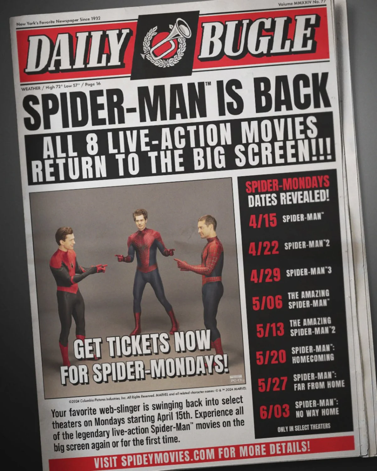 С середины апреля в кинотеатры штатов вернут фильмы о Человеке-пауке - фото 1