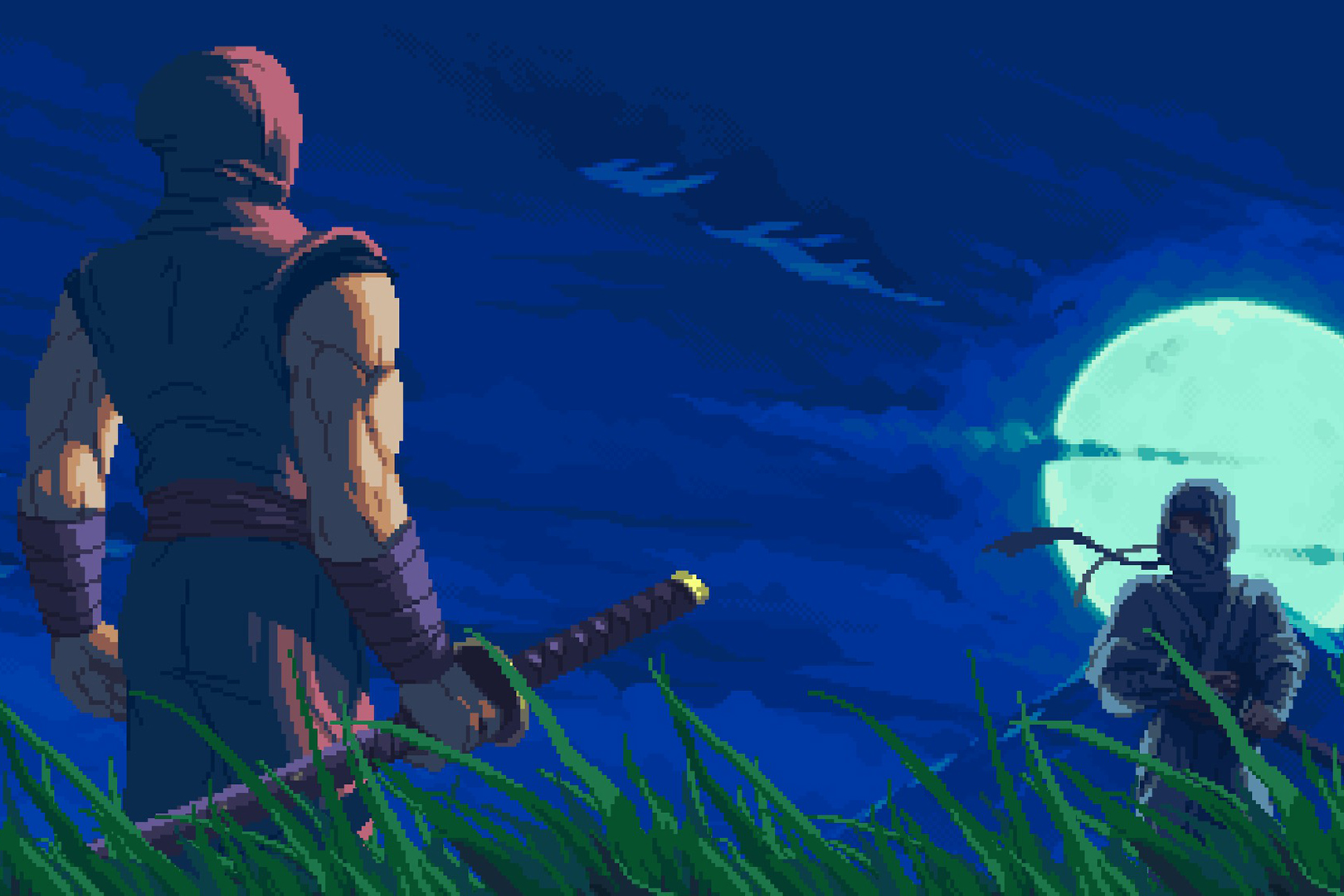 Стилизованных пиксельных сценок в игре много.
Источник: видеоигра Ninja Gaiden: Ragebound