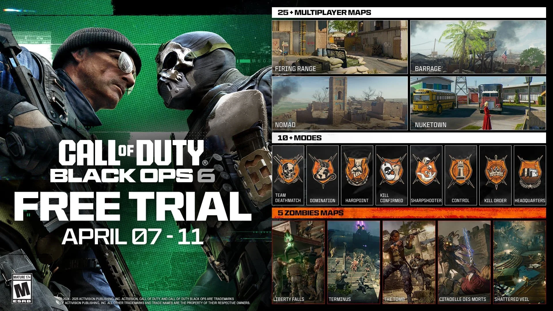  Call of Duty: Black Ops 6 предлагает бесплатный пробный период до 11 апреля 2025 года.
