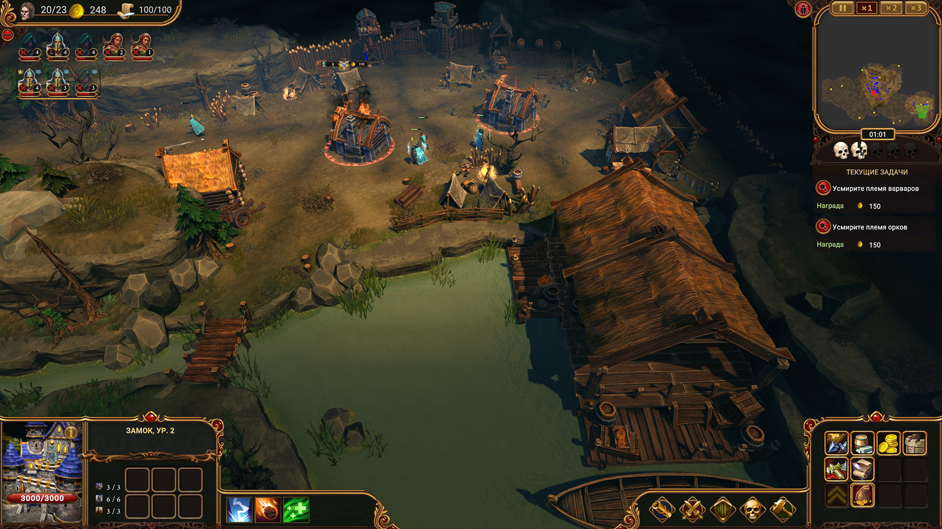 У варваров, оказалось, развитое поселение со своим причалом и охранными башнями.
Источник: видеоигра Lessaria: Fantasy Kingdom Sim